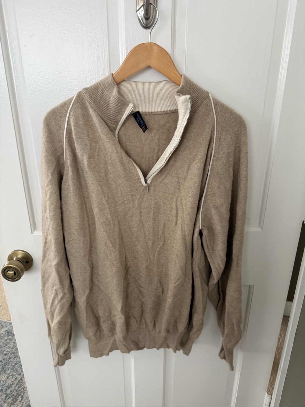 Corneliani Beige Half-Zip Cashmere Blend Sweater